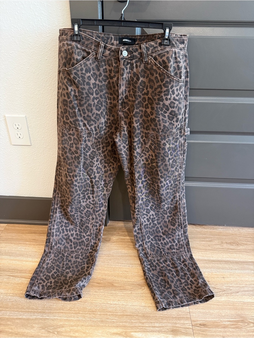 Fashion Nova Men’s Relaxed Leopard Print Jeans - Brown/Black